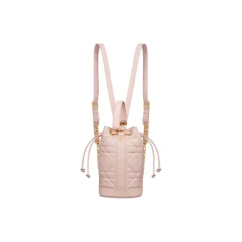 DIOR Wicker Pattern Calfskin Backpack Small Size Women's Pink