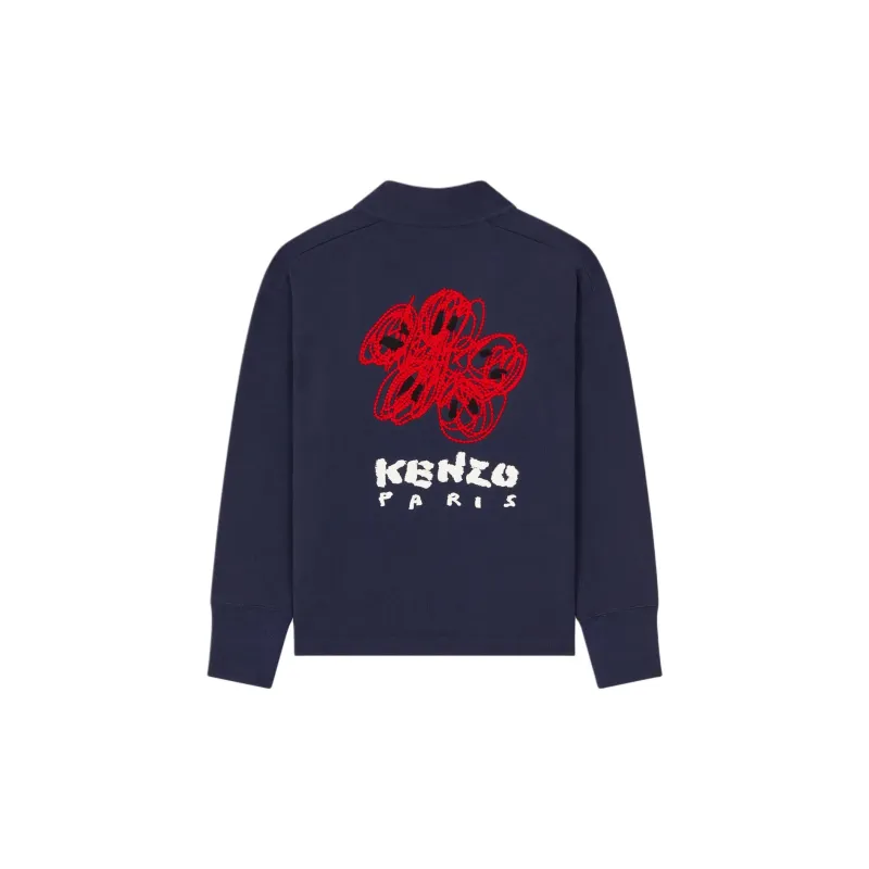 KENZO Drawn Varsity' Embroidered Cardigan Knitwear Women's Dark Blue-1