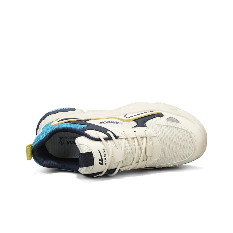 WARRIOR Chunky Sneakers Men Low Top White Gray/Beige Dark Red/Beige Sky Blue-19