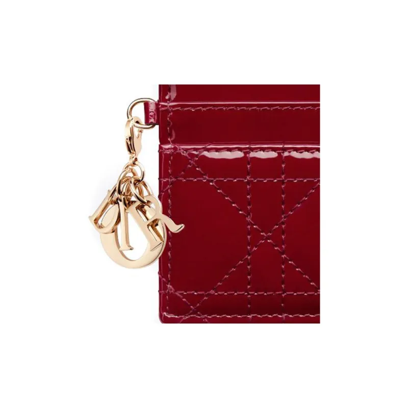 DIOR Lady Dior Patent Leather, Cow Leather Card Holder Card Holder Women's Red-2