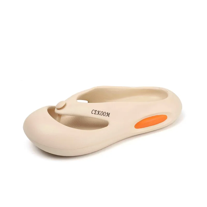 CEKOOM Abrasion Resistant Flip Flops Unisex Beige-7