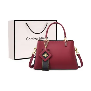Carnival Keep Cow Leather Shoulder Bag Crossbody Bag Handbags Regular Women's Burgundy/Blue/Black/Ecru