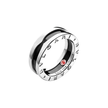 BVLGARI Save The Children Charity Collection Silver Rings Unisex Silver Black