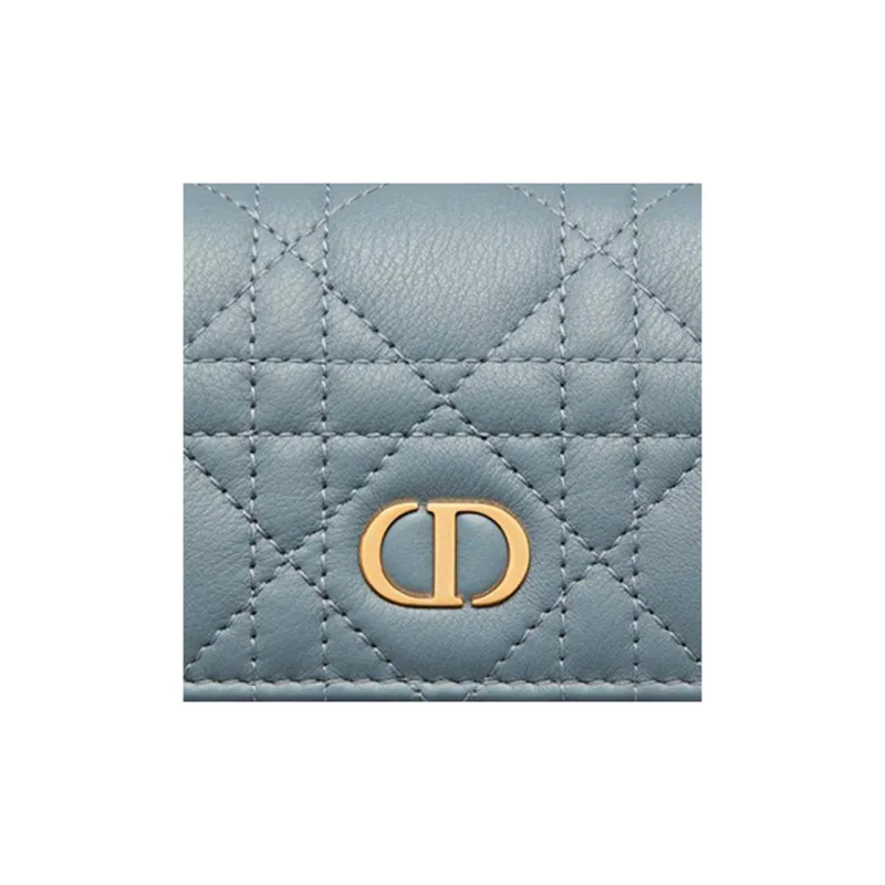DIOR Calfskin Wallet Extra Small Women's Blue-4