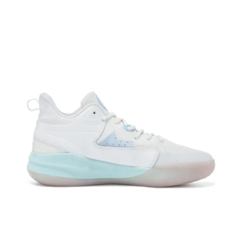 Erke Cushioned Slip Resistant Abrasion Resistant Breathable Mid Top Basketball Shoes Men's White Yellow-1