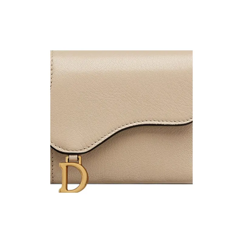 DIOR Saddle Goatskin Clutches Wallets Women's Sand-5