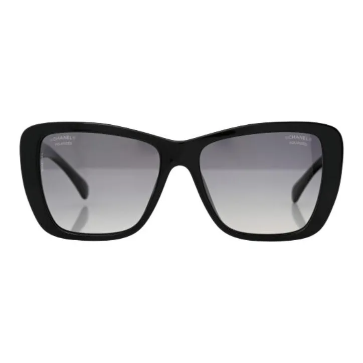 CHANEL Acetate Butterfly Sunglasses Unisex Black-1
