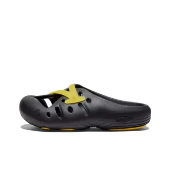 KEEN Rubber Sole Slip Resistant Quick Dry Wrap toe Slippers Unisex Black Yellow