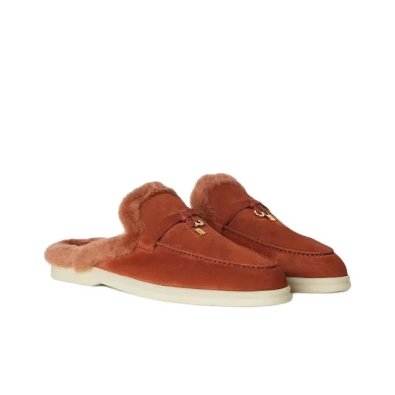 Loro Piana Closed Toe Slippers Women's Brown-1