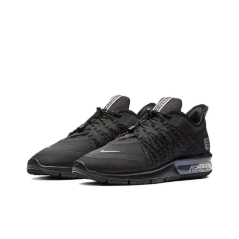 Nike Air Max Sequent Durable Breathable Low Top Running Shoes Women's Black-2