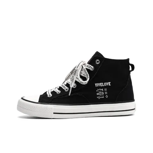 YIVELOVE Anti-Slip And Wear-Resistant Breathable High-Top Canvas Shoes Men's Black
