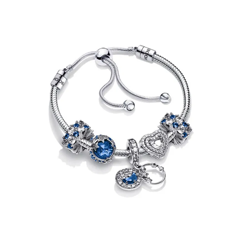 Pandora Synthetic Cubic Zirconia 925 Sterling Silver Bangle Set Women's Silver-1