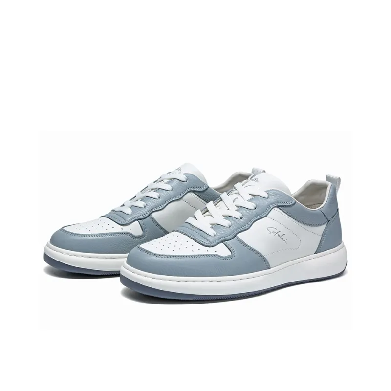 Satchi Lightweight Wear Resistant And Slip Resistant Low Top Skateboard Shoes Men's Blue White 3CM-2
