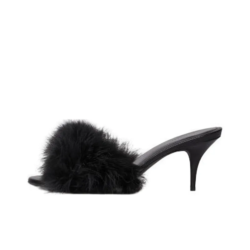 Balenciaga Boudoir 70mm Sandals 'Black Feathers' Women's-0