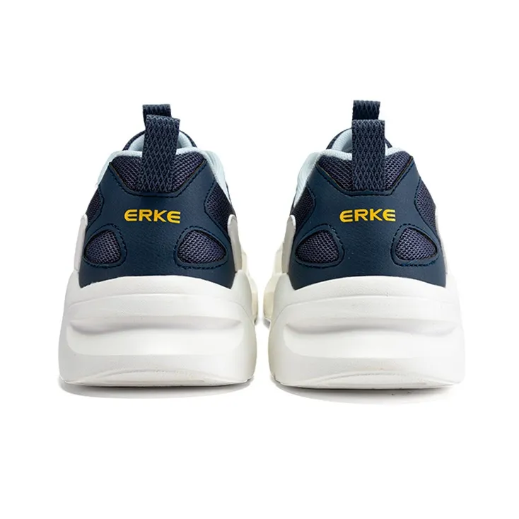 Erke Cushioned Slip Resistant Breathable Low Top Running Shoes Men's Microcrystalline White/Gray Ink Blue-4