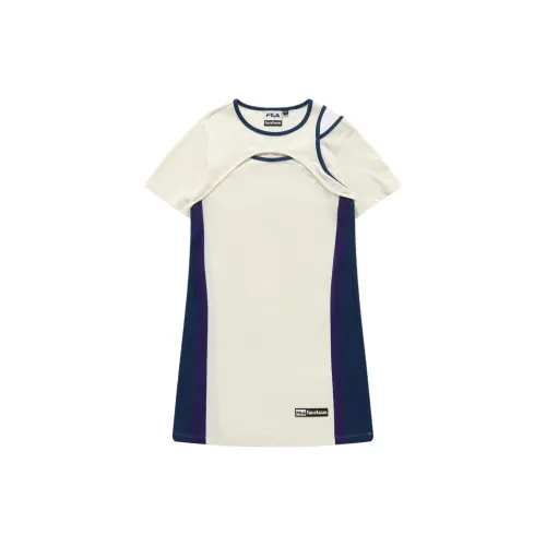 Facetasm X FILA FUSION Short-Sleeved Dresses Women's Malted Milk White