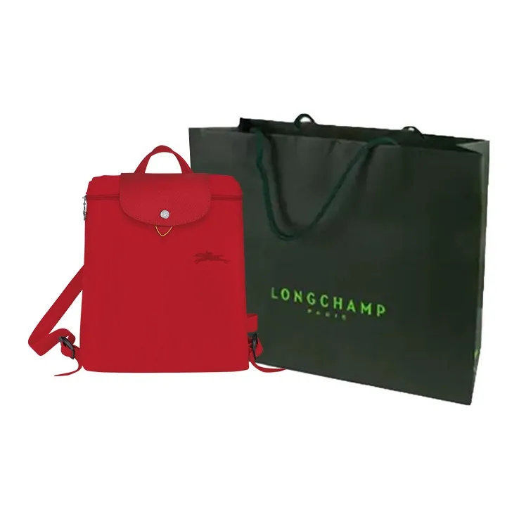 LONGCHAMP Le Pliage Green Recycled Polyamide Canvas Backpack Medium Size Women's Bright Red-10