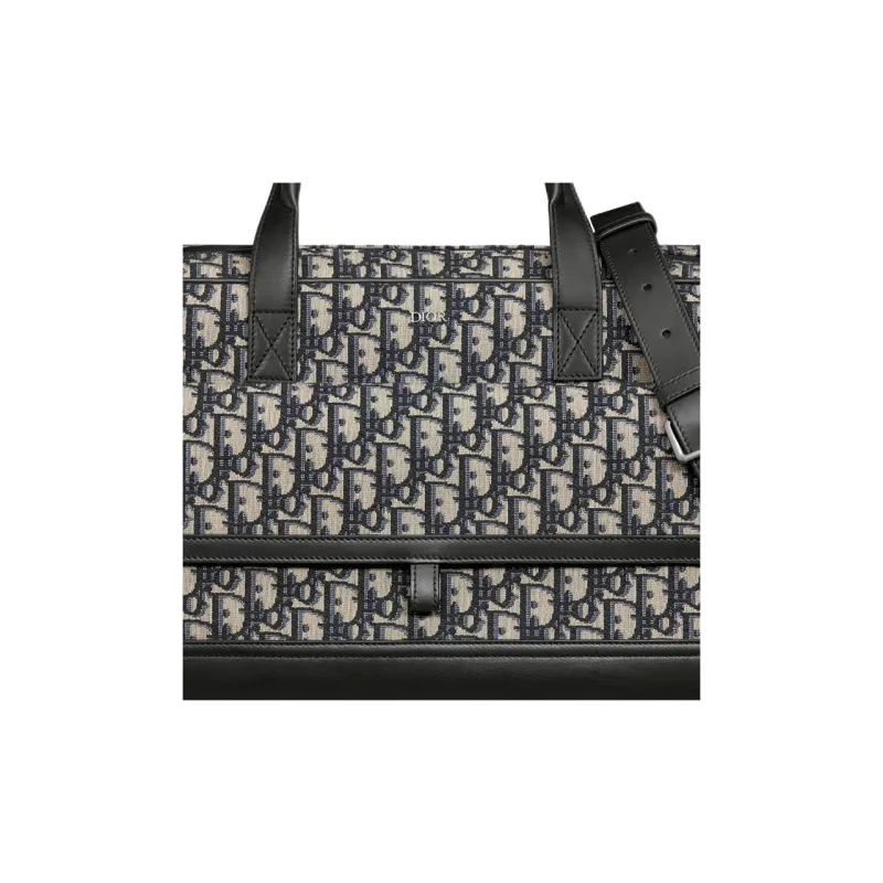 DIOR Hit The Road Oblique Print Patchwork Smooth Cow Leather Pet Bag Handbag Unisex Beige/Black-6