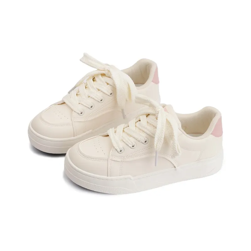 Shen Linsen Abrasion Resistant Low Top Skateboard Shoes Women's Beige Pink-3
