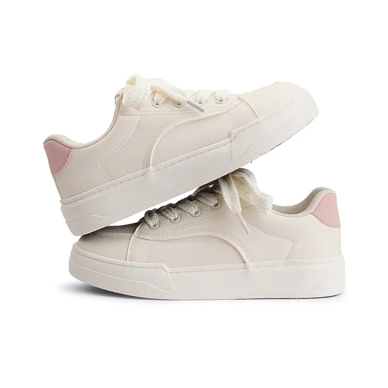 Shen Linsen Abrasion Resistant Low Top Skateboard Shoes Women's Beige Pink-4