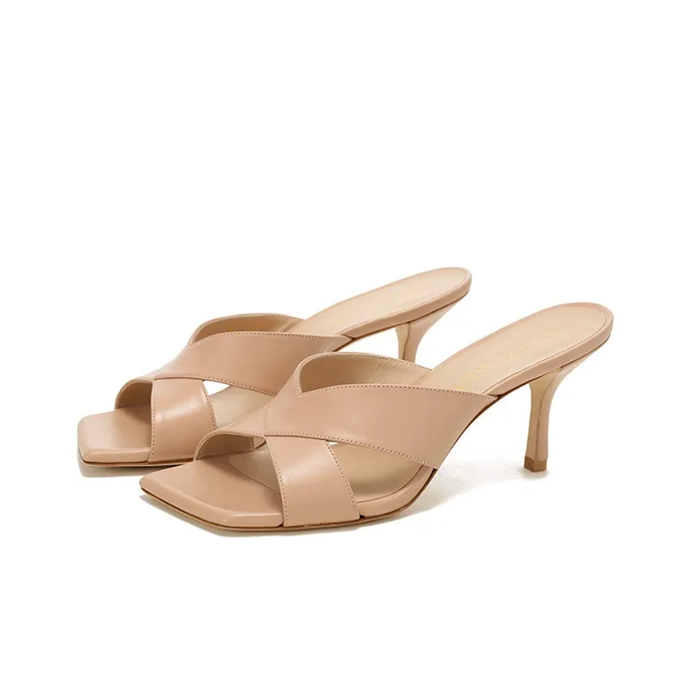 stuart weitzman 75mm Square-toe Leather Mules-2