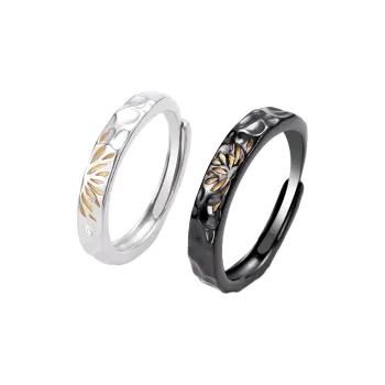 MAGICPOLE 925 Sterling Silver Rings Unisex Silver/Black