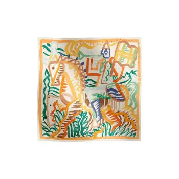 HERMES Silk Scarves Women's Yellow/Green