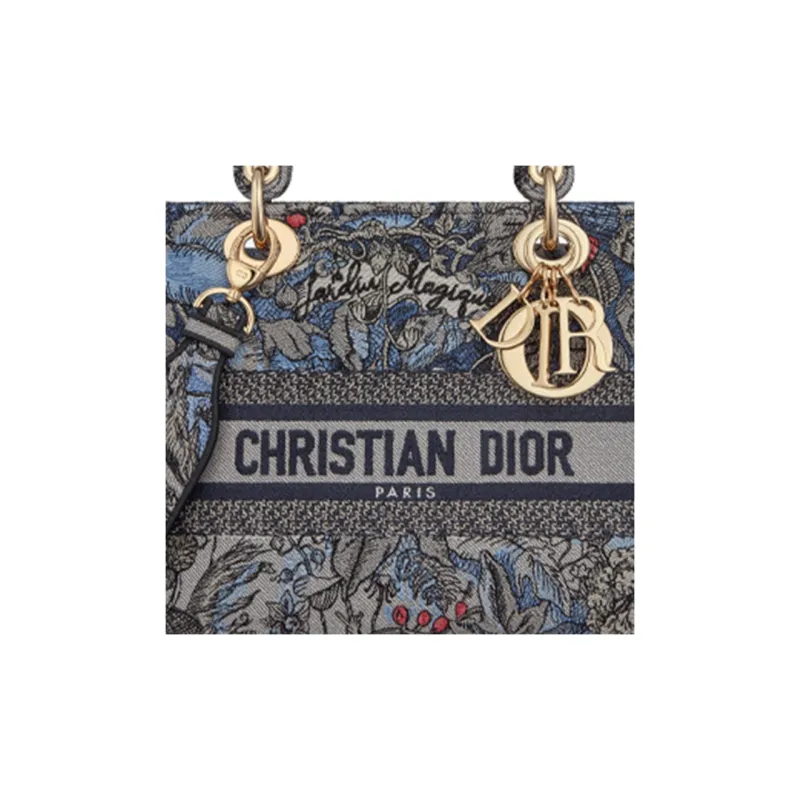 DIOR Lady Dior Denim Daisie Bag Shoulder Bag Crossbody Bag Handbag Medium Size Women's Multicolor-5