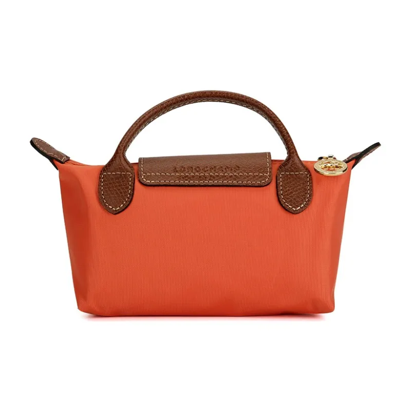 LONGCHAMP Fabric Cow Leather Patchwork Dumpling Bag Handbags Unisex Orange-2