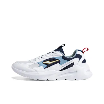 Erke Cushioned Slip Resistant Breathable Low Top Running Shoes Men's White Blue