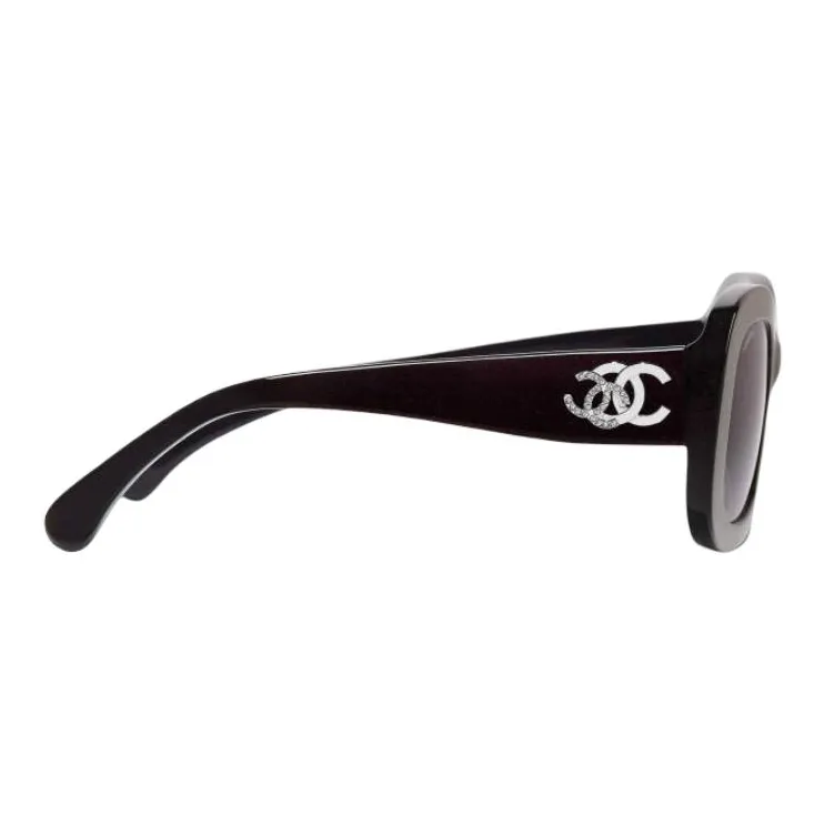 CHANEL Acetate Square Sunglasses Women's Burgundy-3