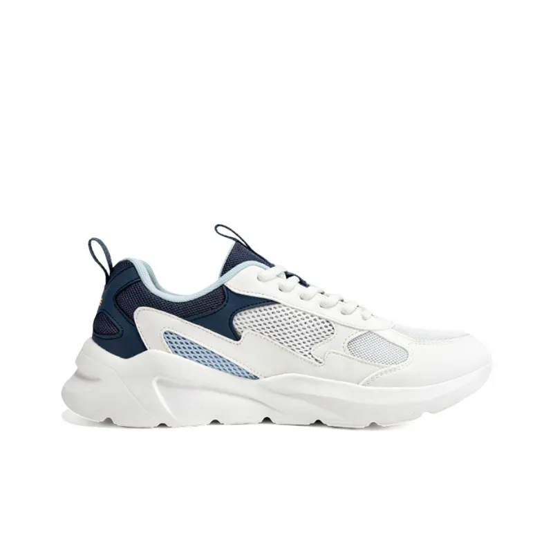 Erke Cushioned Slip Resistant Breathable Low Top Running Shoes Men's Microcrystalline White/Gray Ink Blue-1