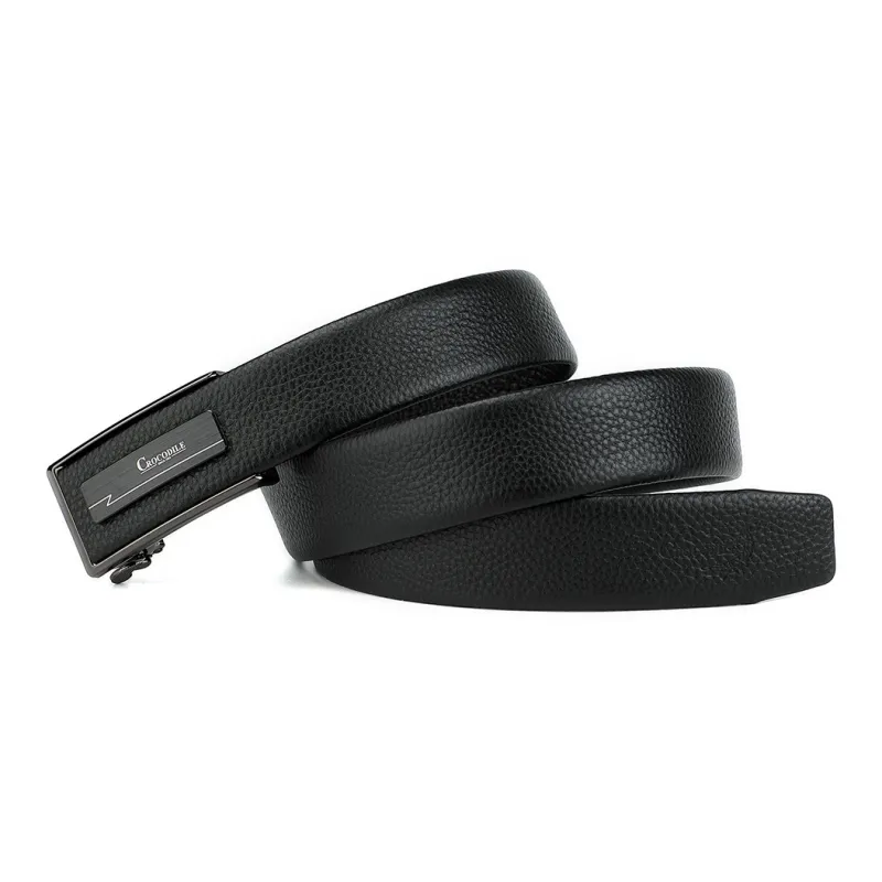Crocodile Fashion Top Grain Cow Leather Business Casual Black Width 3.6CM Leather Belts Men's-2