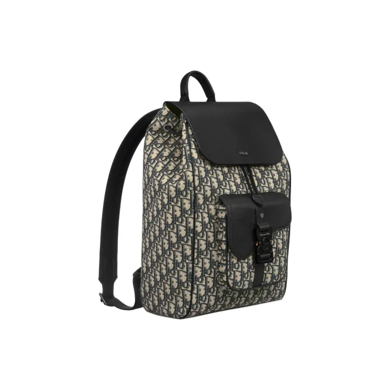 DIOR Grained Calfskin Backpack Men's Beige & Black-1