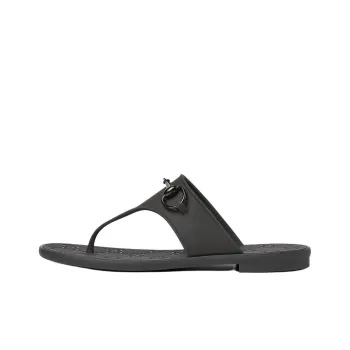 GUCCI Horsebit Rubber Sole Flip Flops Women's Black