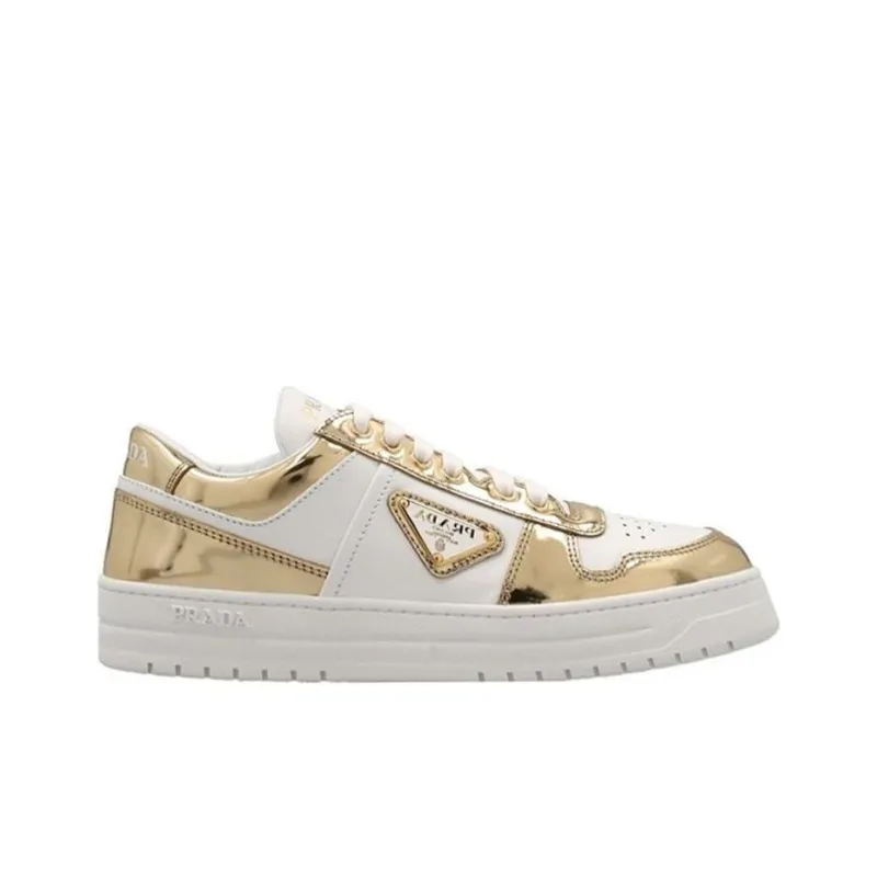 PRADA Downtown Leather Sneakers 'White Gold' Women's-1