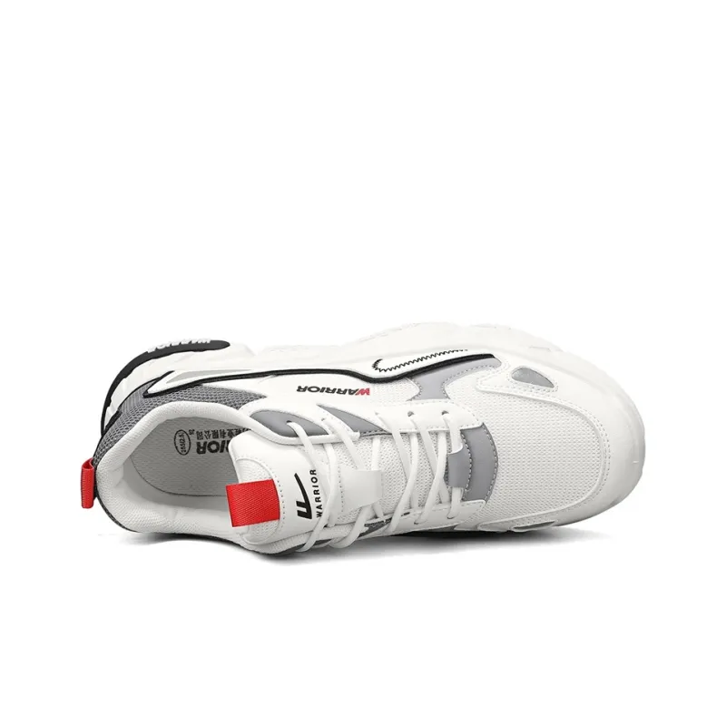 WARRIOR Chunky Sneakers Men Low Top White Gray/Beige Dark Red/Beige Sky Blue-3