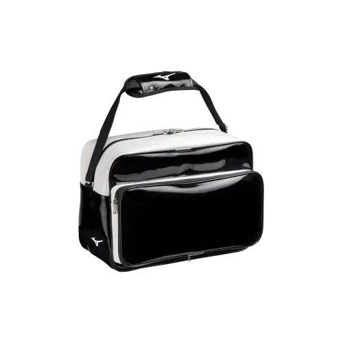 Mizuno Synthetic Leather Handbag Unisex Black & White