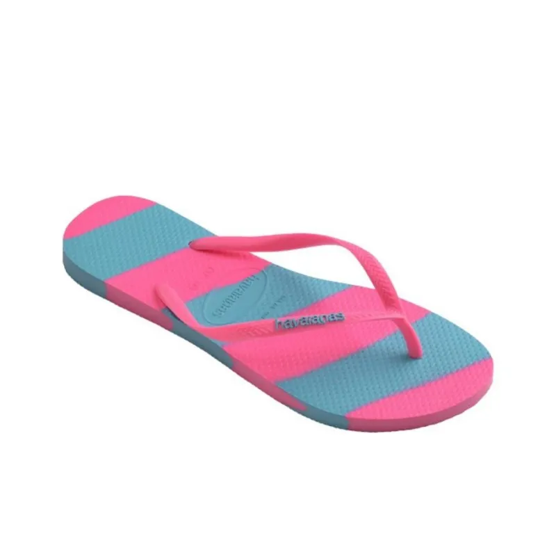 Havaianas Rubber Sole Slip Resistant Flip Flops Women's Pink Blue-2