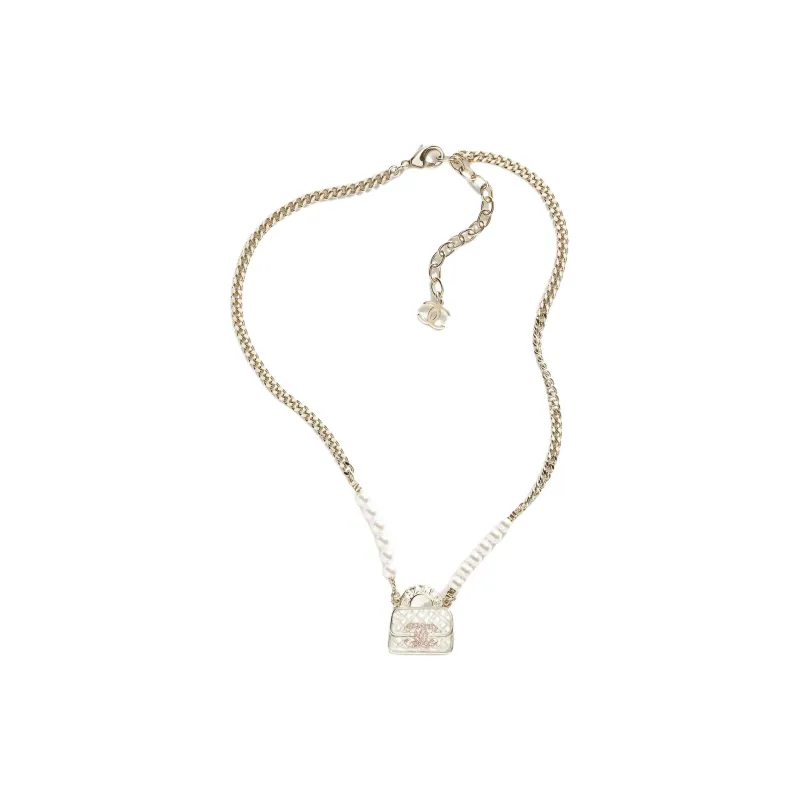 CHANEL Metal Resin Faux Pearl Rhinestone Necklaces Women's Gold-0