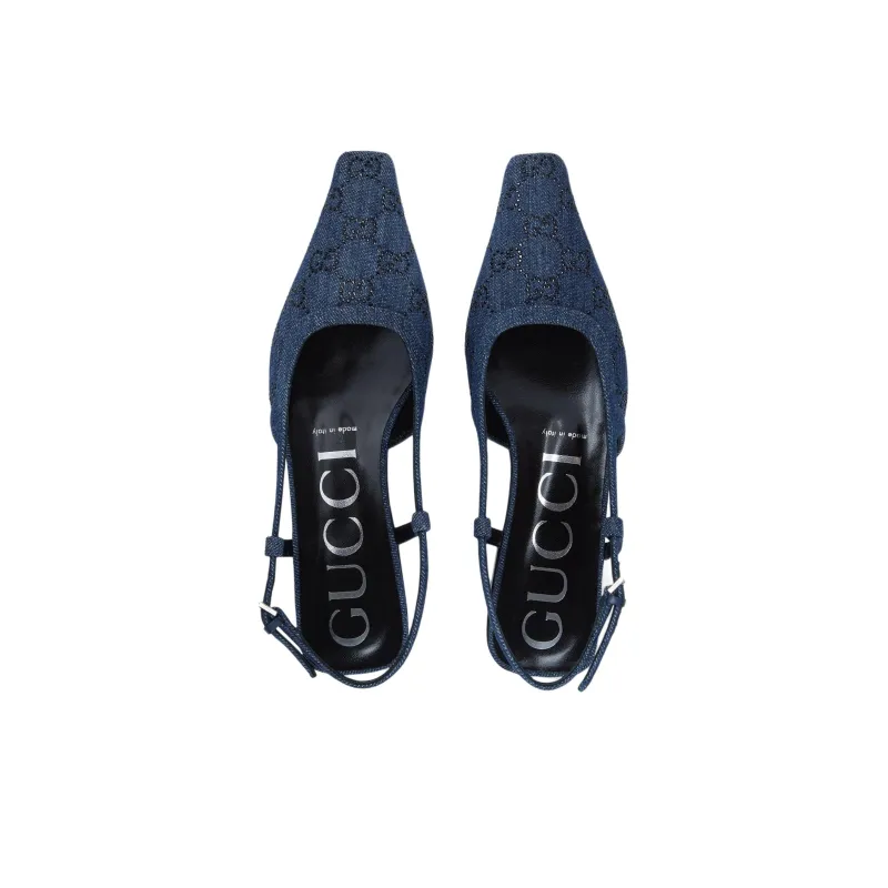 GUCCI Crystal-embellished GG Monogram Pumps-3