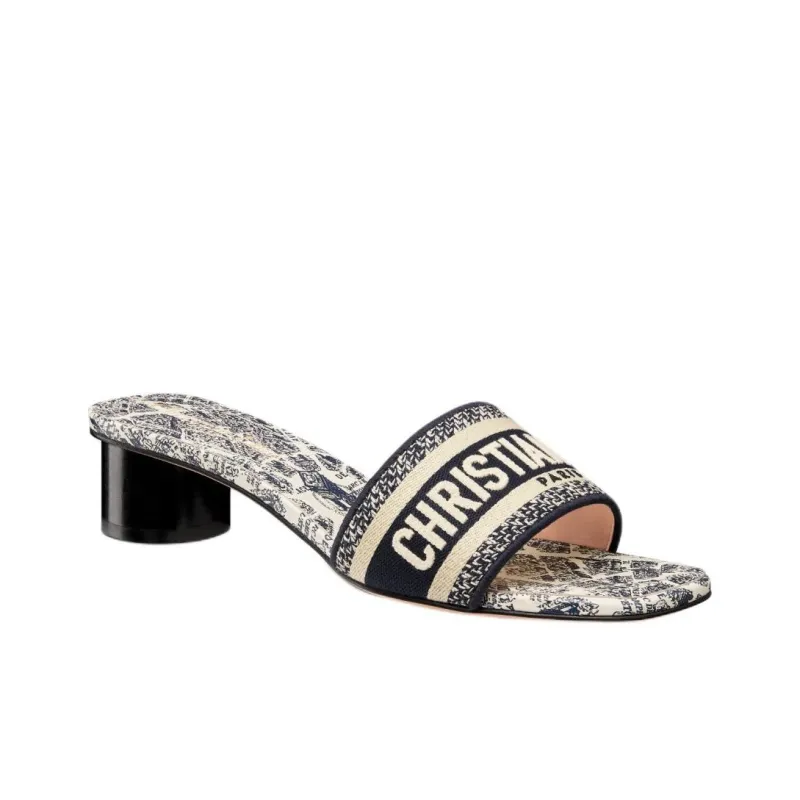 DIOR Dway Slide Slippers Women's Beige Black-2