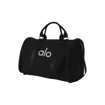 Alo Yoga Neoprene One Shoulder Handbag Crossbody Bag Travel Bag Unisex Black & Silver