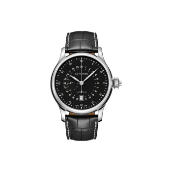 LONGINES Automatic Mechanical Movement Men's Watches Watch 47.5mm Black Dial Stainless Steel Case Leather Strap