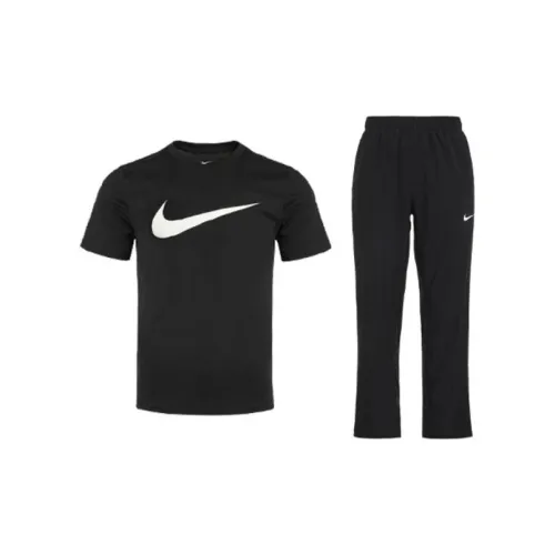 Nike Casual Sportswear Men Set Black Short-Sleeved+Black Pants