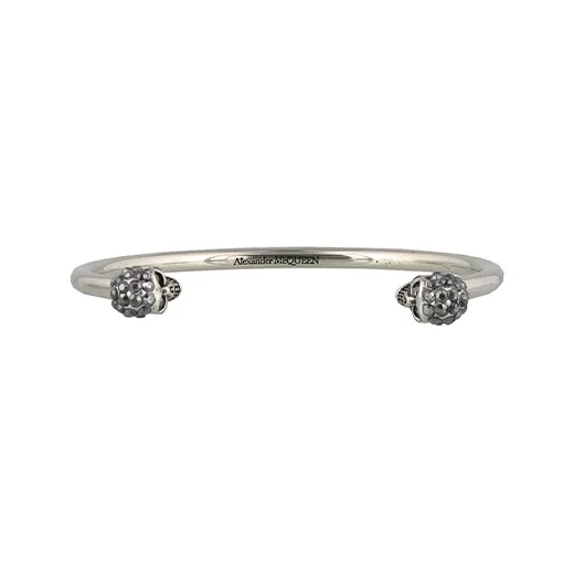 Alexander McQueen Jewelled Twin Skull Bangle-1