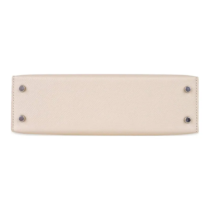 HERMES Mini Kelly Epsom Leather Kelly Bag Shoulder Bag Crossbody Bag Handbag Women's 10 Craie Milkshake White-6
