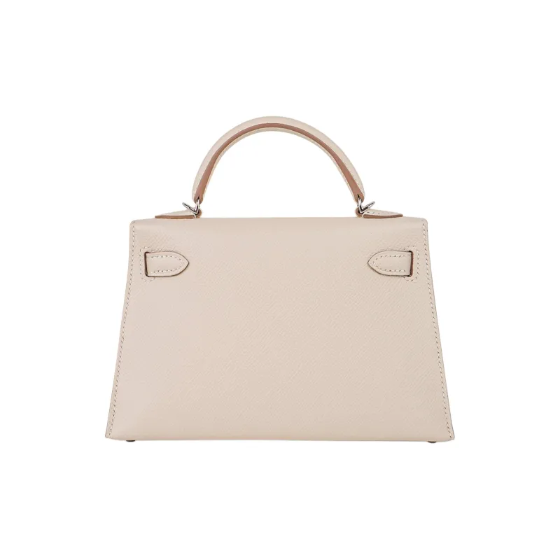 HERMES Mini Kelly Epsom Leather Kelly Bag Shoulder Bag Crossbody Bag Handbag Women's 10 Craie Milkshake White-3