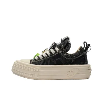 FORESHADOW 'Double Uni' Sneaker Anti Slip And Wear Resistant Lightweight Low Top Canvas Shoes Women's Black