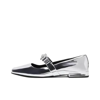 VERSACE Gianni Ribbon Metallic Ballerina Shoes